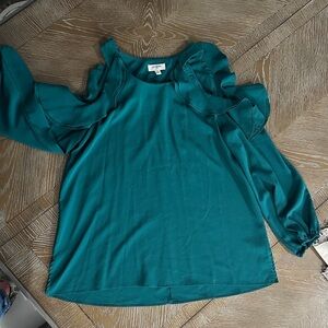 Umgee Green Cold Shoulder Blouse